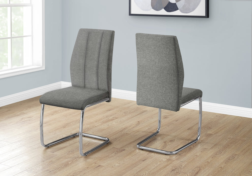 DINING CHAIR - 2PCS / 39""H / GREY FABRIC / CHROME