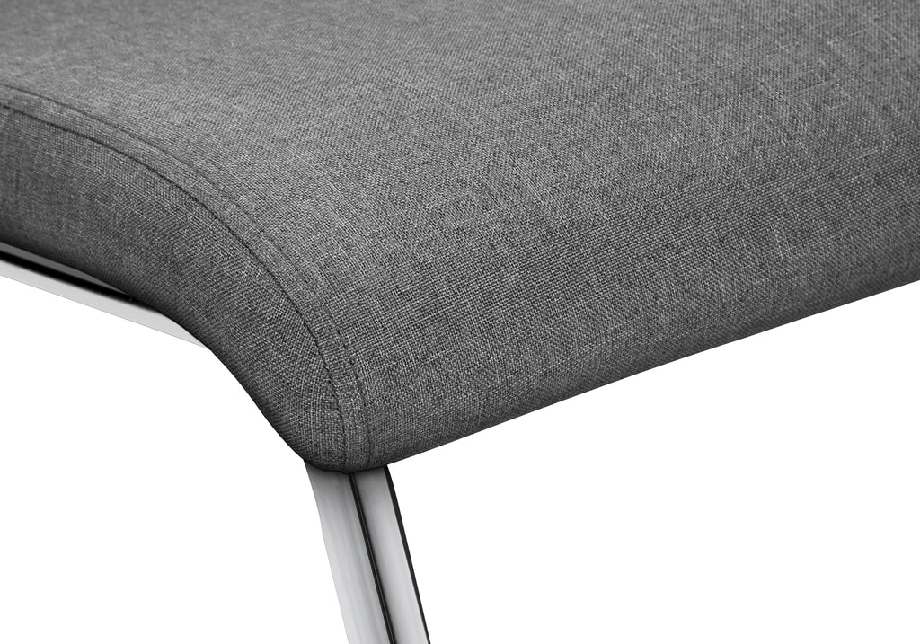 DINING CHAIR - 2PCS / 39""H / GREY FABRIC / CHROME