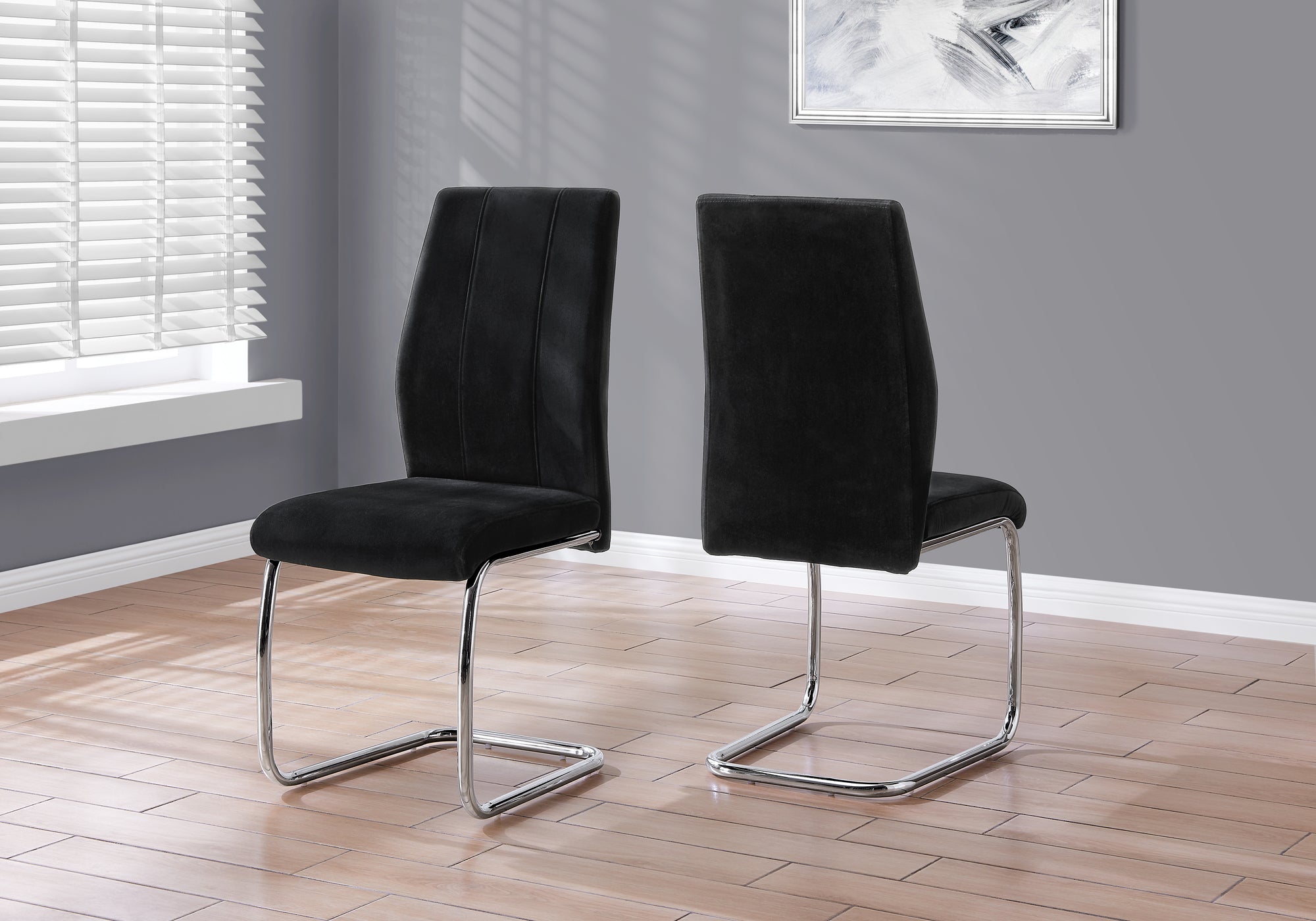DINING CHAIR - 2PCS / 39""H / BLACK VELVET / CHROME