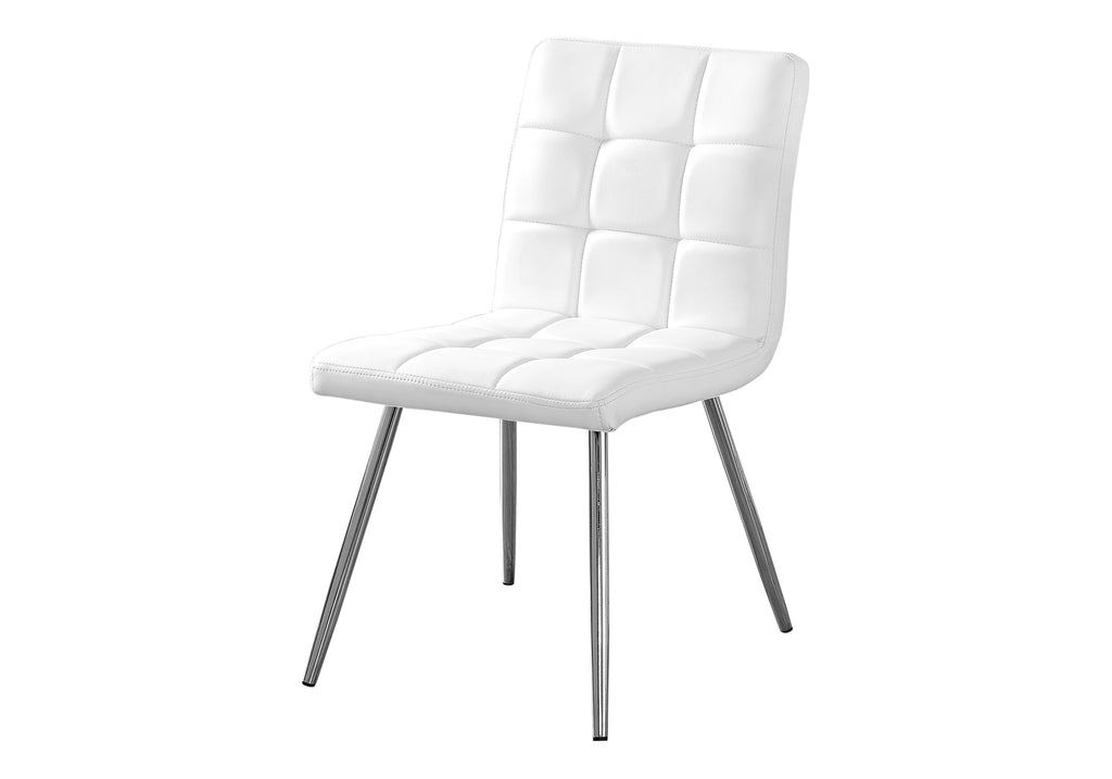 DINING CHAIR - 2PCS / 32""H / WHITE LEATHER-LOOK / CHROME