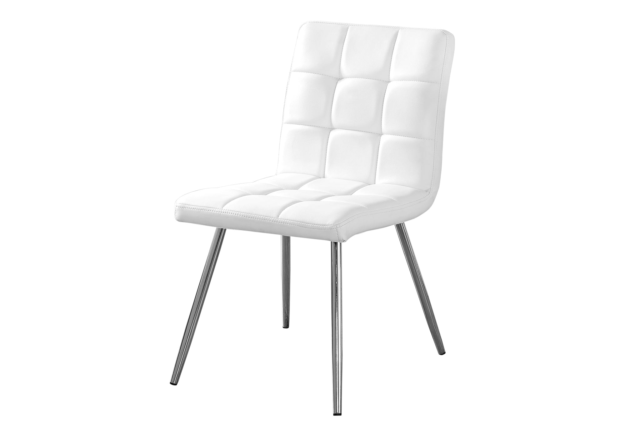 DINING CHAIR - 2PCS / 32""H / WHITE LEATHER-LOOK / CHROME