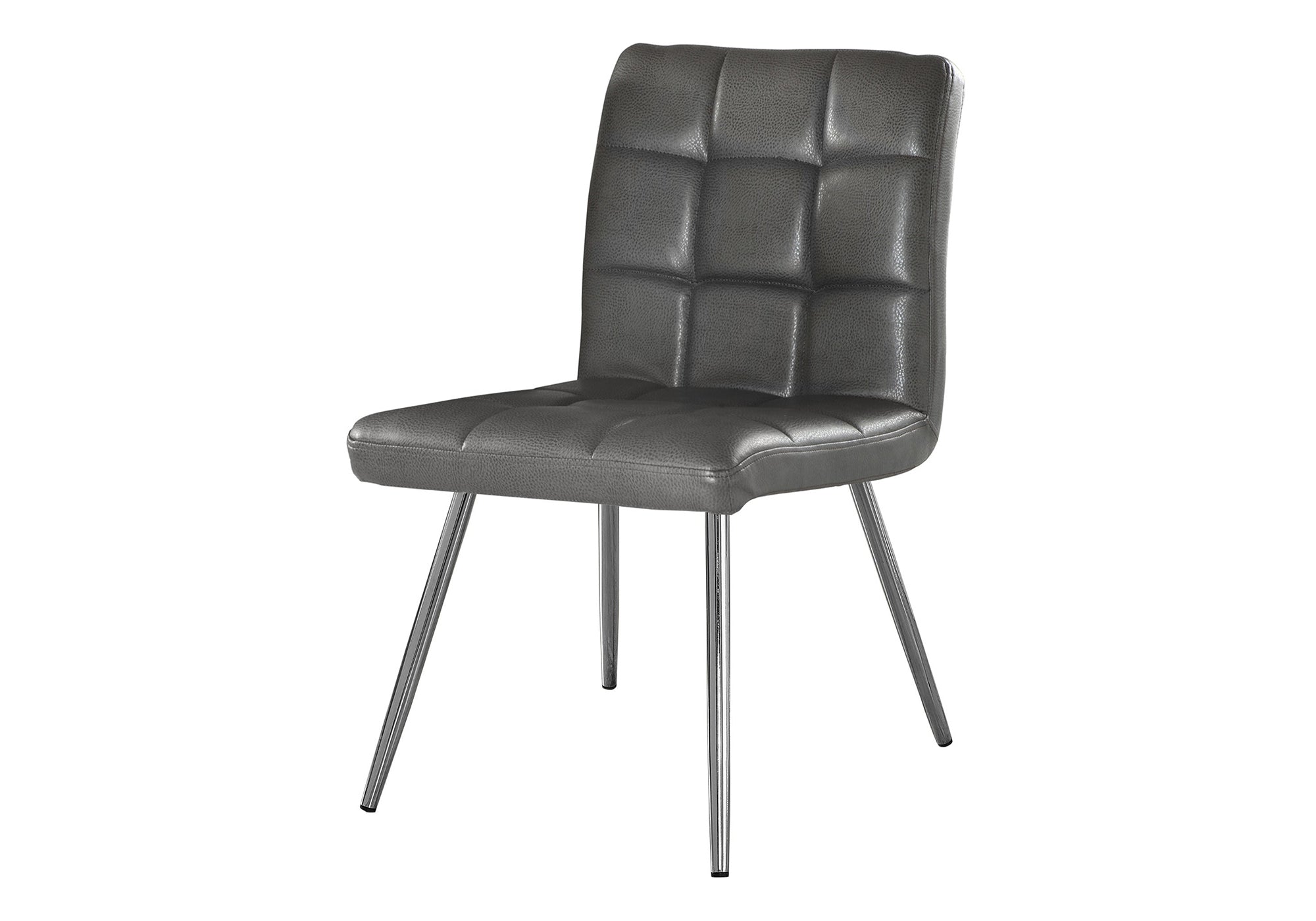 DINING CHAIR - 2PCS / 32""H / GREY LEATHER-LOOK / CHROME