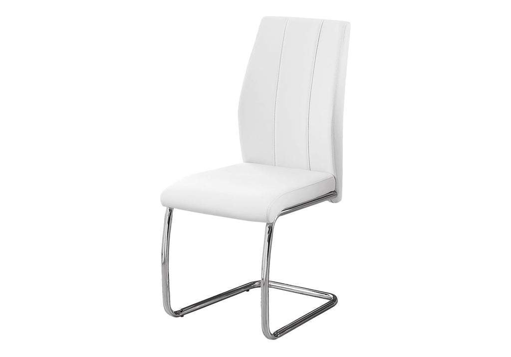 DINING CHAIR - 2PCS / 39""H / WHITE LEATHER-LOOK / CHROME