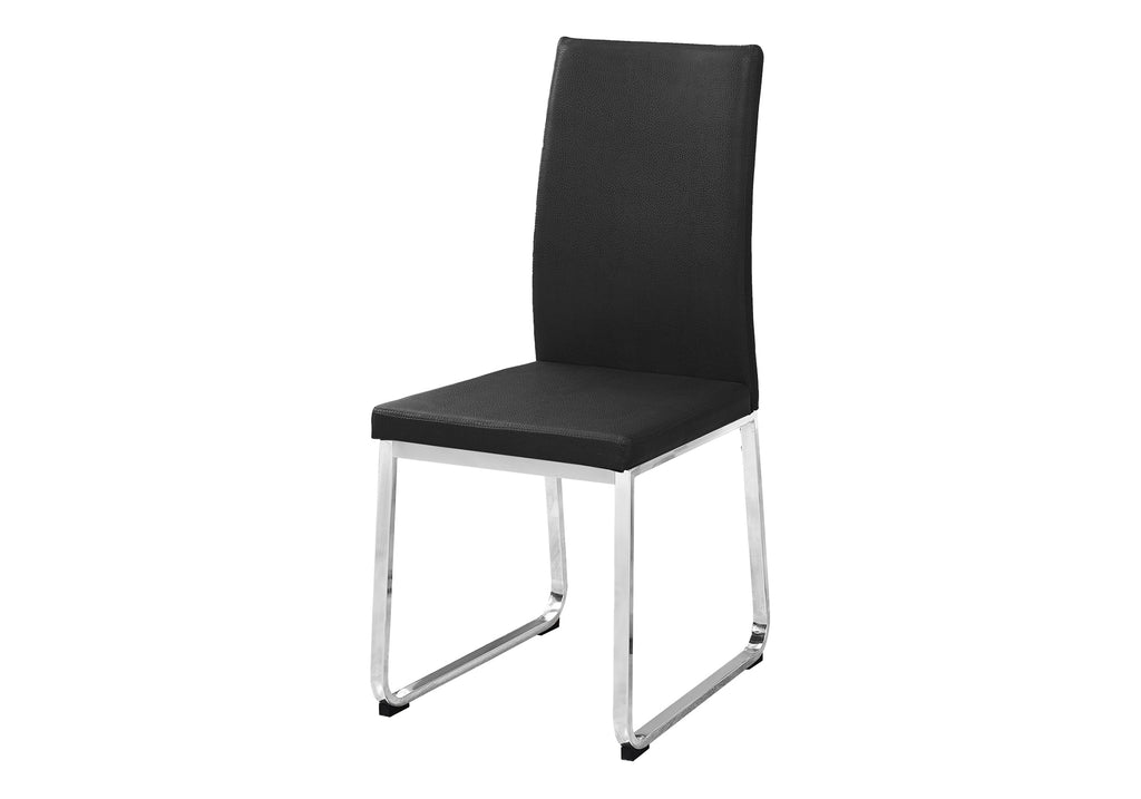 DINING CHAIR - 2PCS / 38""H / BLACK LEATHER-LOOK / CHROME