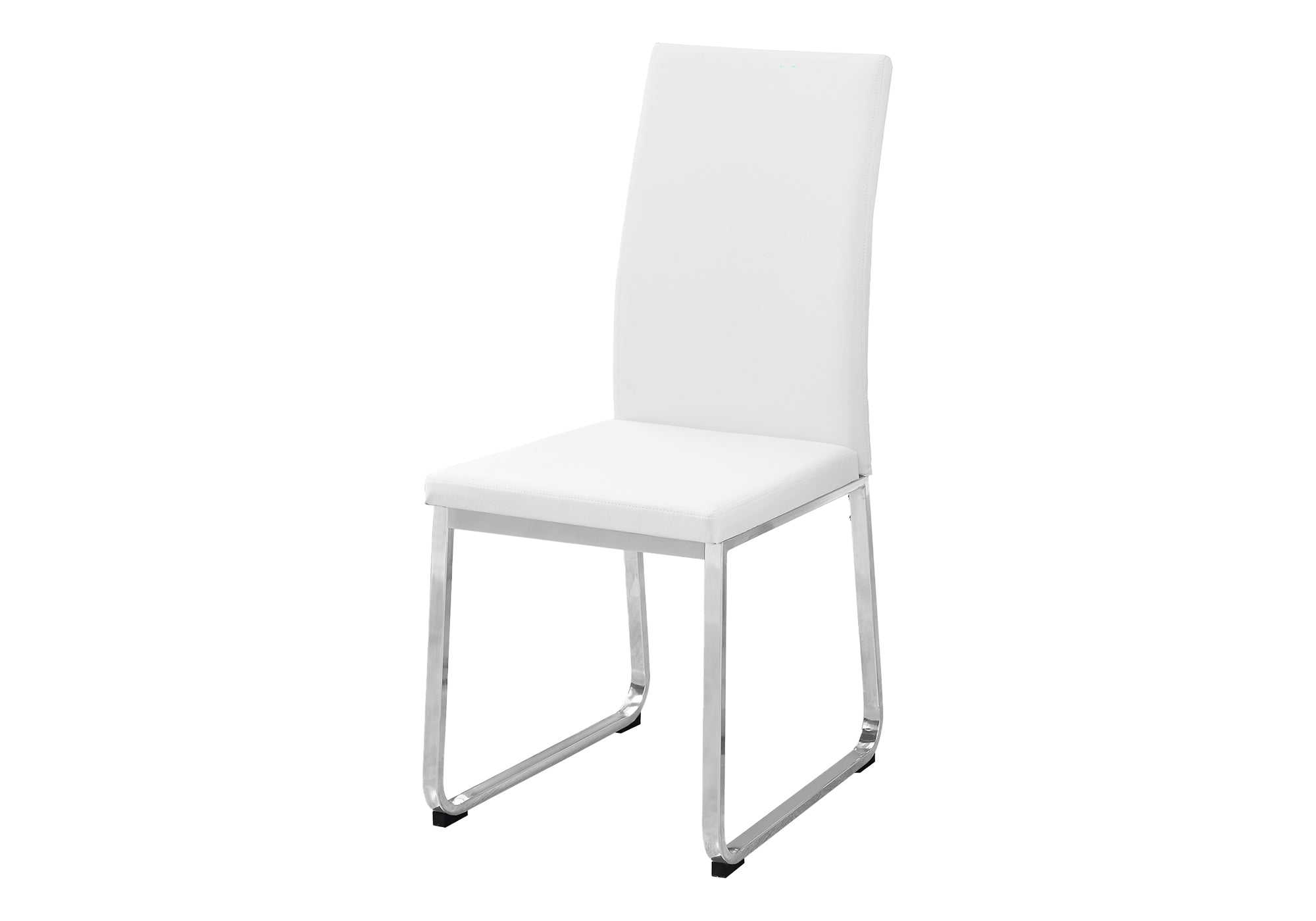 DINING CHAIR - 2PCS / 38""H / WHITE LEATHER-LOOK / CHROME