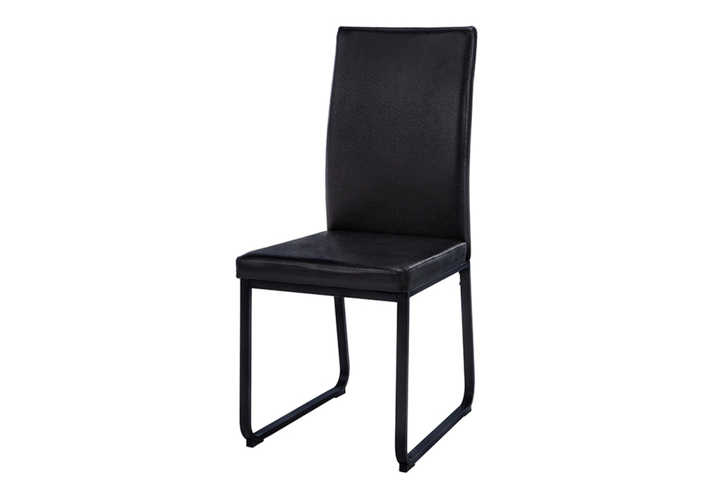 DINING CHAIR - 2PCS / 38""H / BLACK LEATHER-LOOK / BLACK