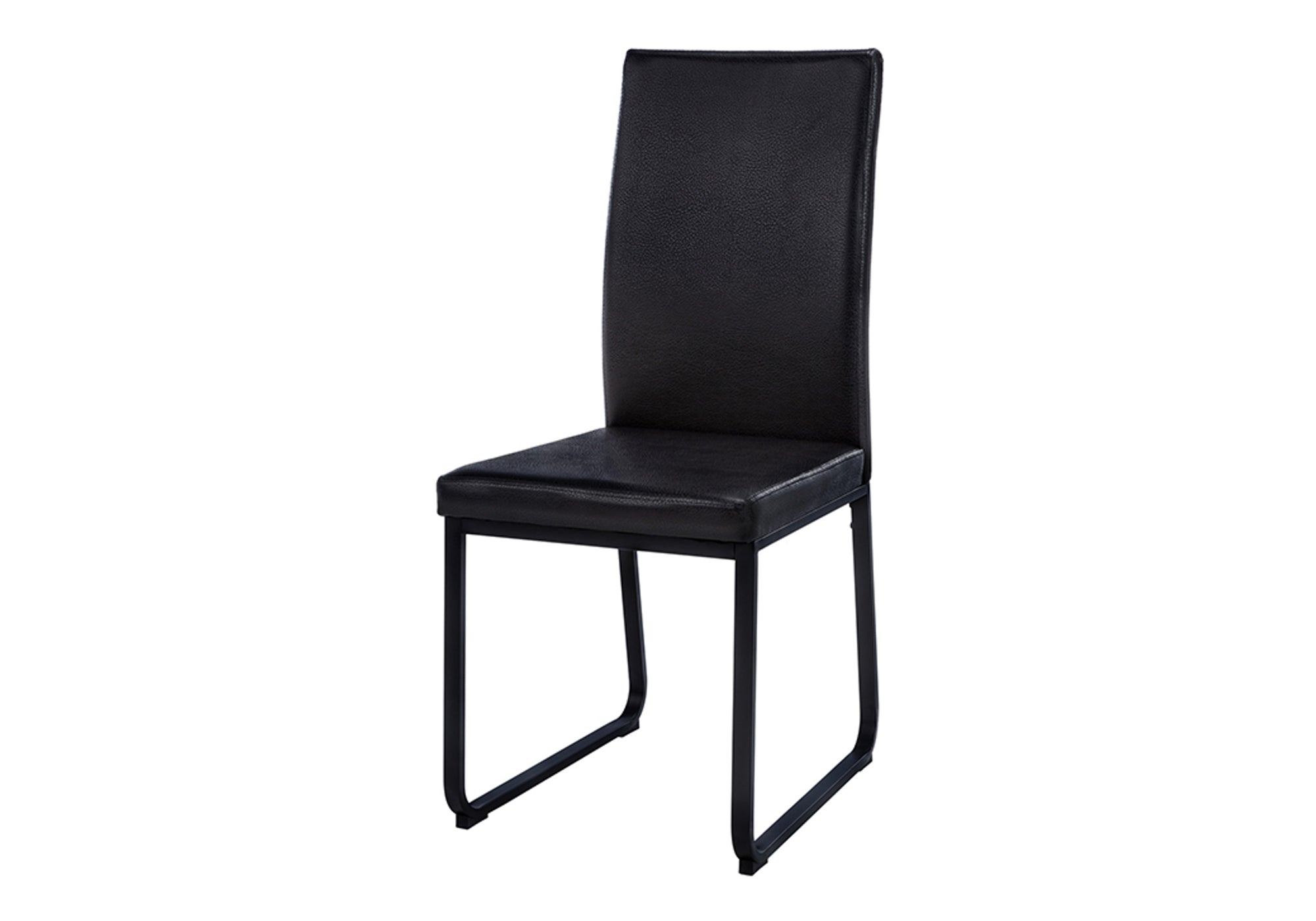 DINING CHAIR - 2PCS / 38""H / BLACK LEATHER-LOOK / BLACK