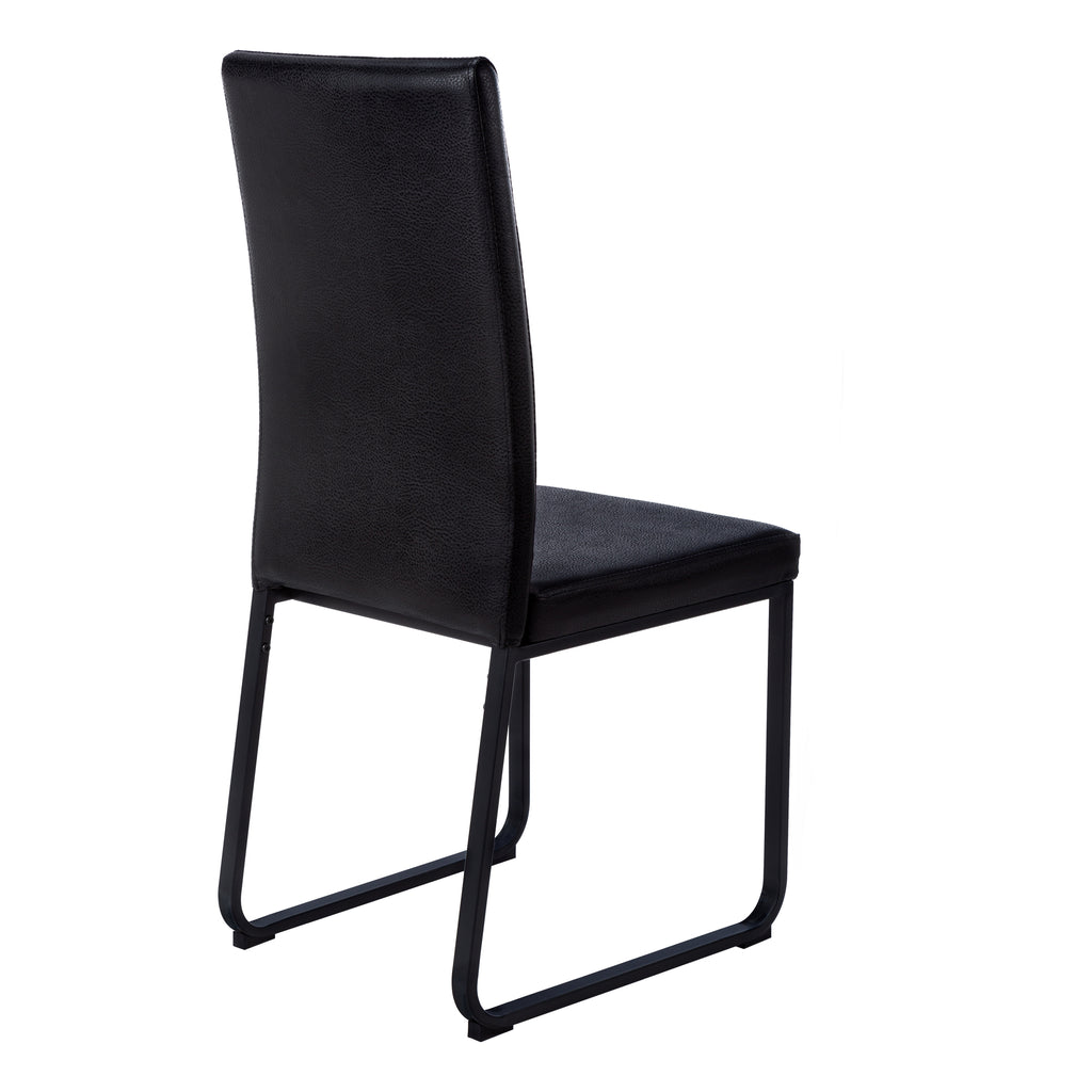 DINING CHAIR - 2PCS / 38""H / BLACK LEATHER-LOOK / BLACK