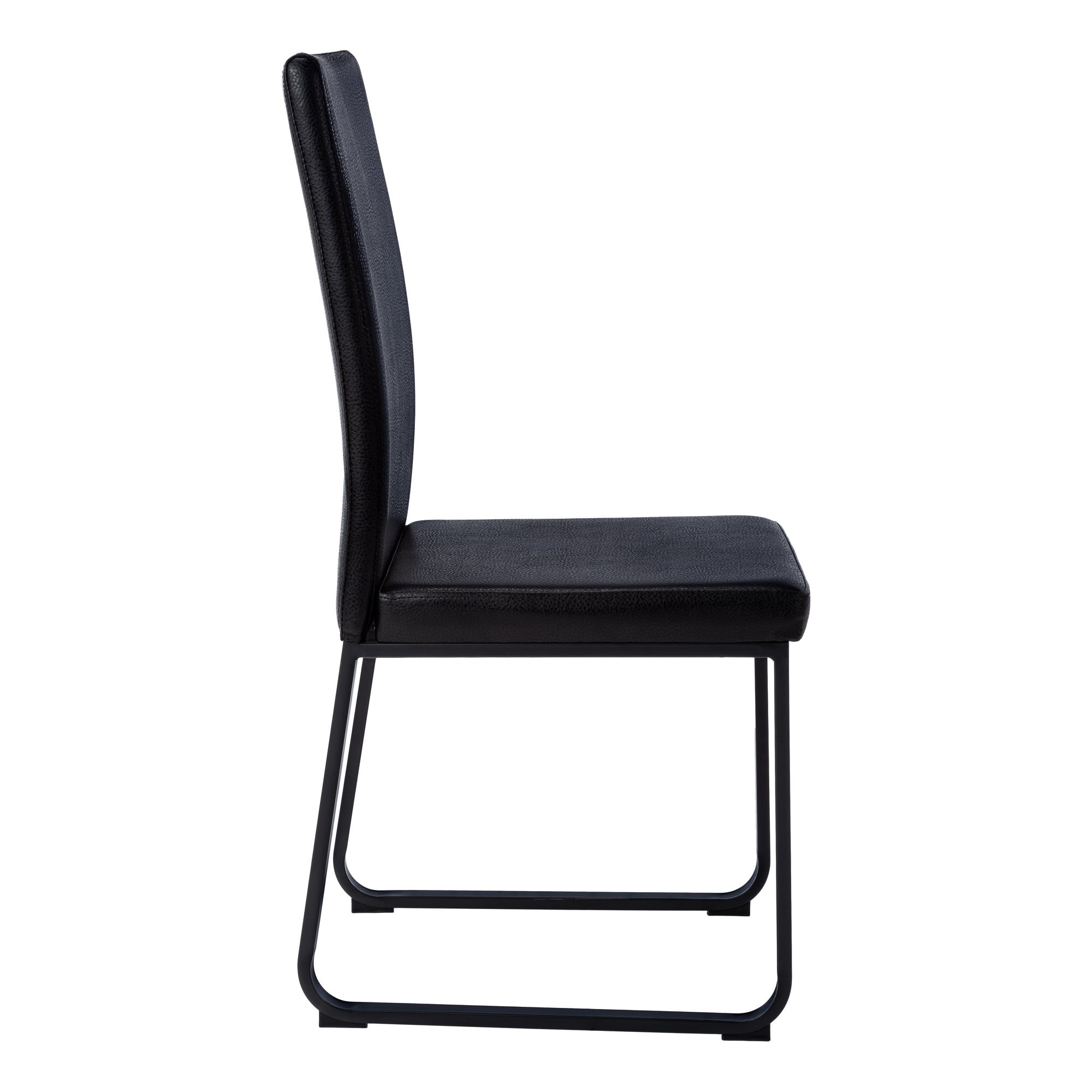 DINING CHAIR - 2PCS / 38""H / BLACK LEATHER-LOOK / BLACK