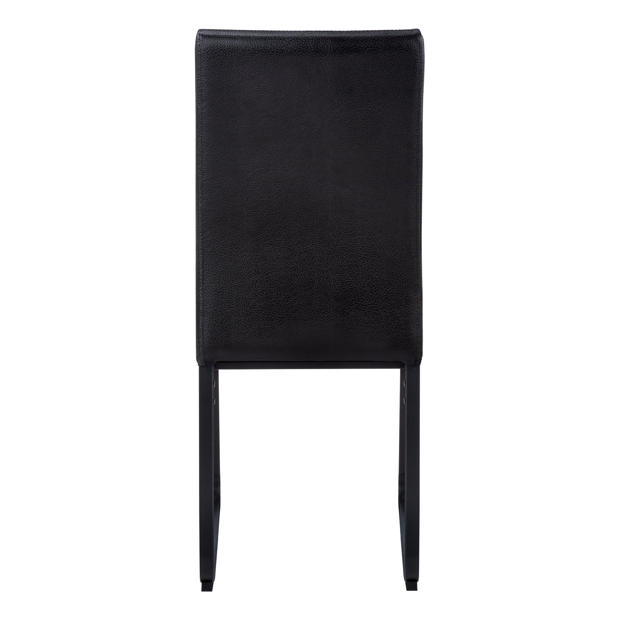 DINING CHAIR - 2PCS / 38""H / BLACK LEATHER-LOOK / BLACK