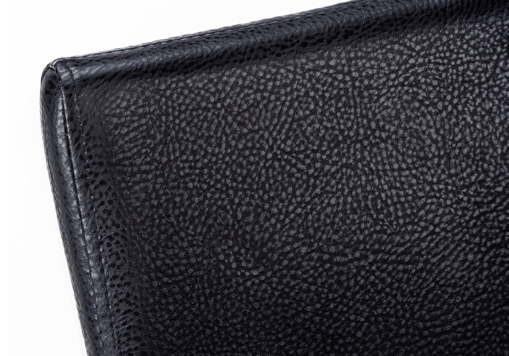 DINING CHAIR - 2PCS / 38""H / BLACK LEATHER-LOOK / BLACK