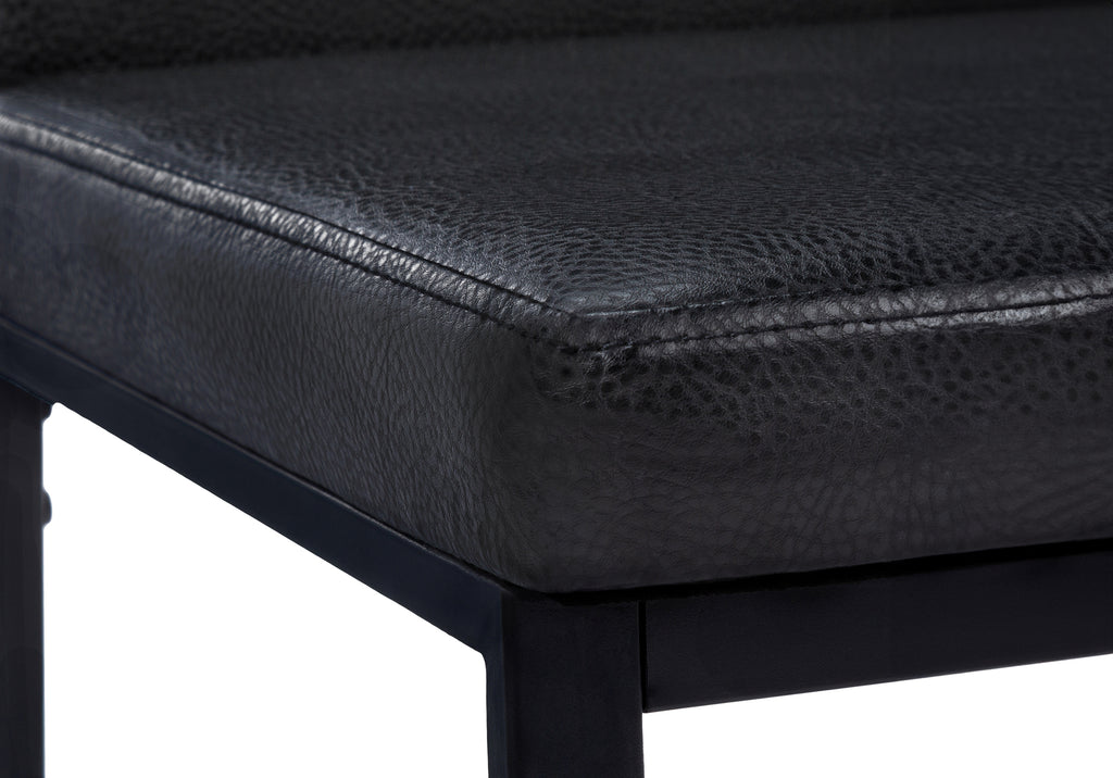 DINING CHAIR - 2PCS / 38""H / BLACK LEATHER-LOOK / BLACK