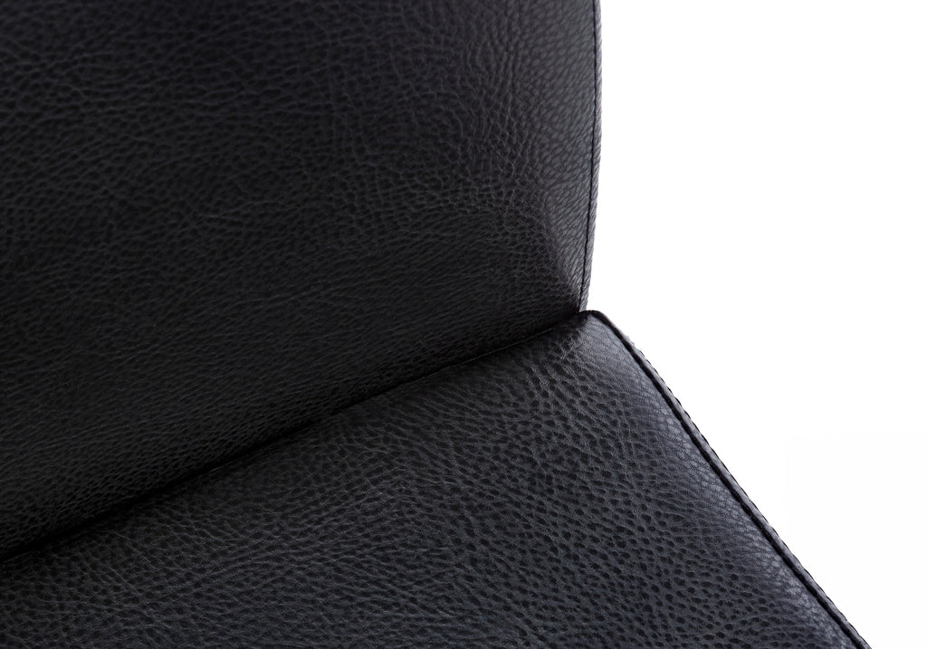 DINING CHAIR - 2PCS / 38""H / BLACK LEATHER-LOOK / BLACK