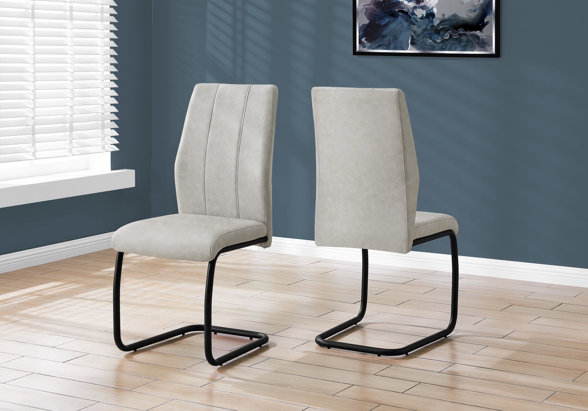 DINING CHAIR - 2PCS / 39""H / GREY FABRIC / BLACK METAL