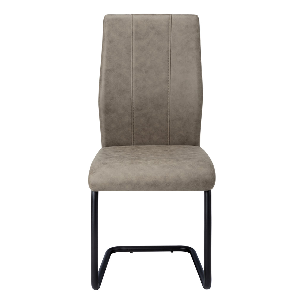 DINING CHAIR - 2PCS / 39""H / TAUPE FABRIC / BLACK METAL