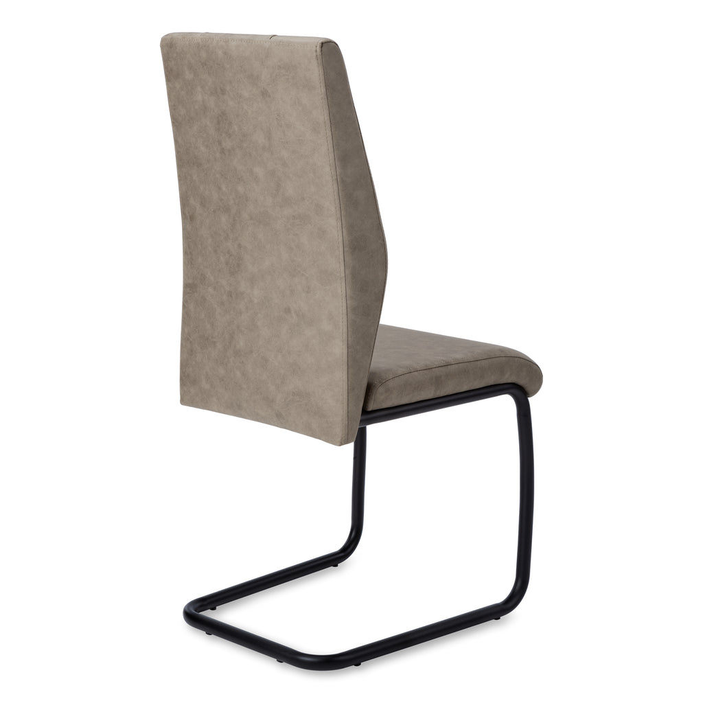 DINING CHAIR - 2PCS / 39""H / TAUPE FABRIC / BLACK METAL