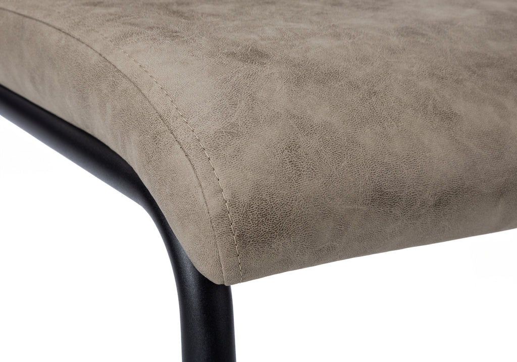 DINING CHAIR - 2PCS / 39""H / TAUPE FABRIC / BLACK METAL