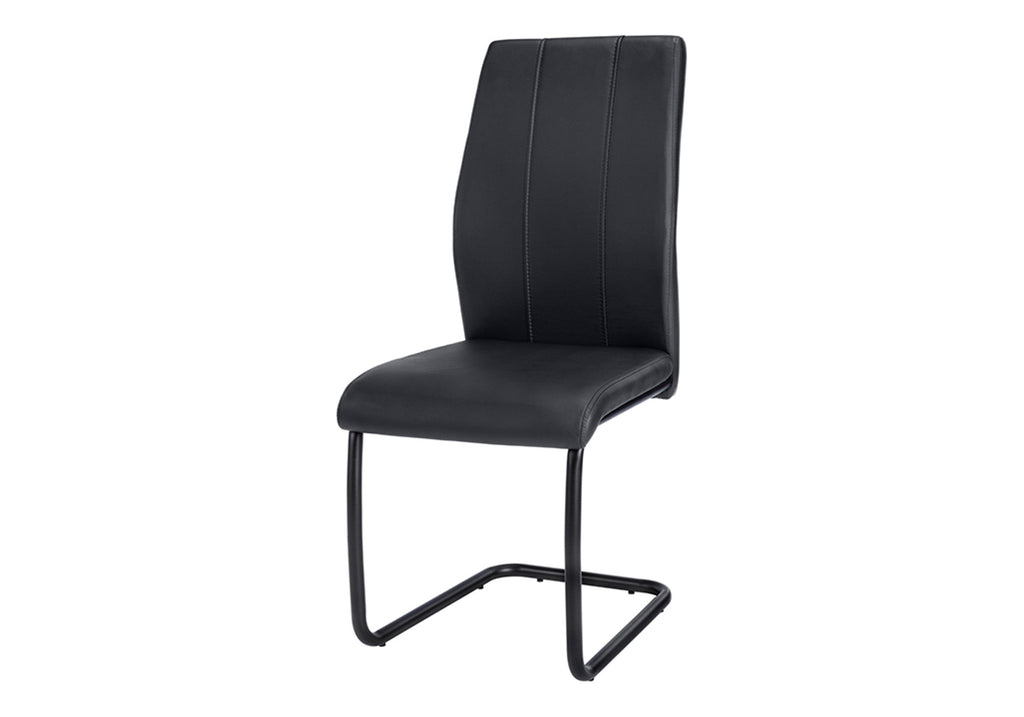 DINING CHAIR - 2PCS / 39""H / BLACK LEATHER-LOOK / METAL