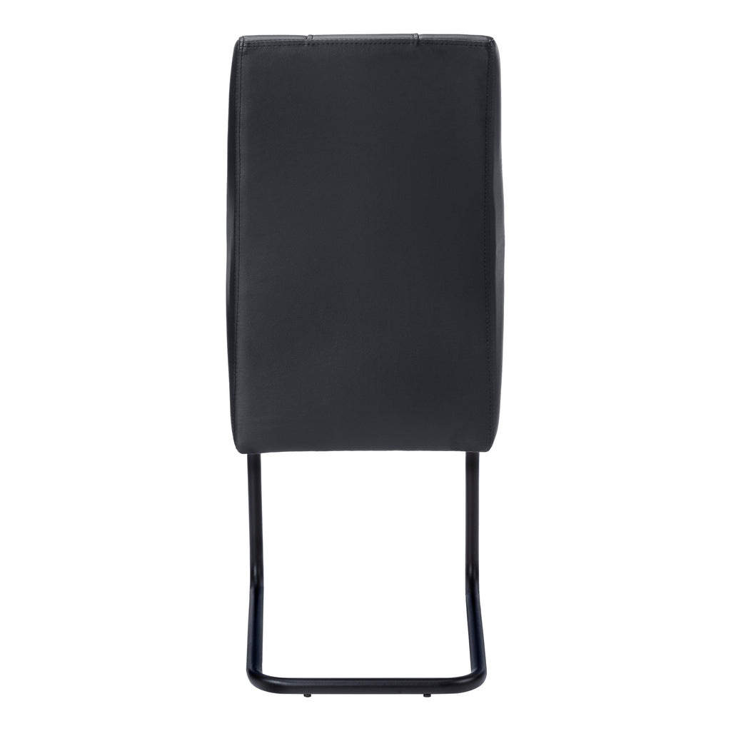 DINING CHAIR - 2PCS / 39""H / BLACK LEATHER-LOOK / METAL