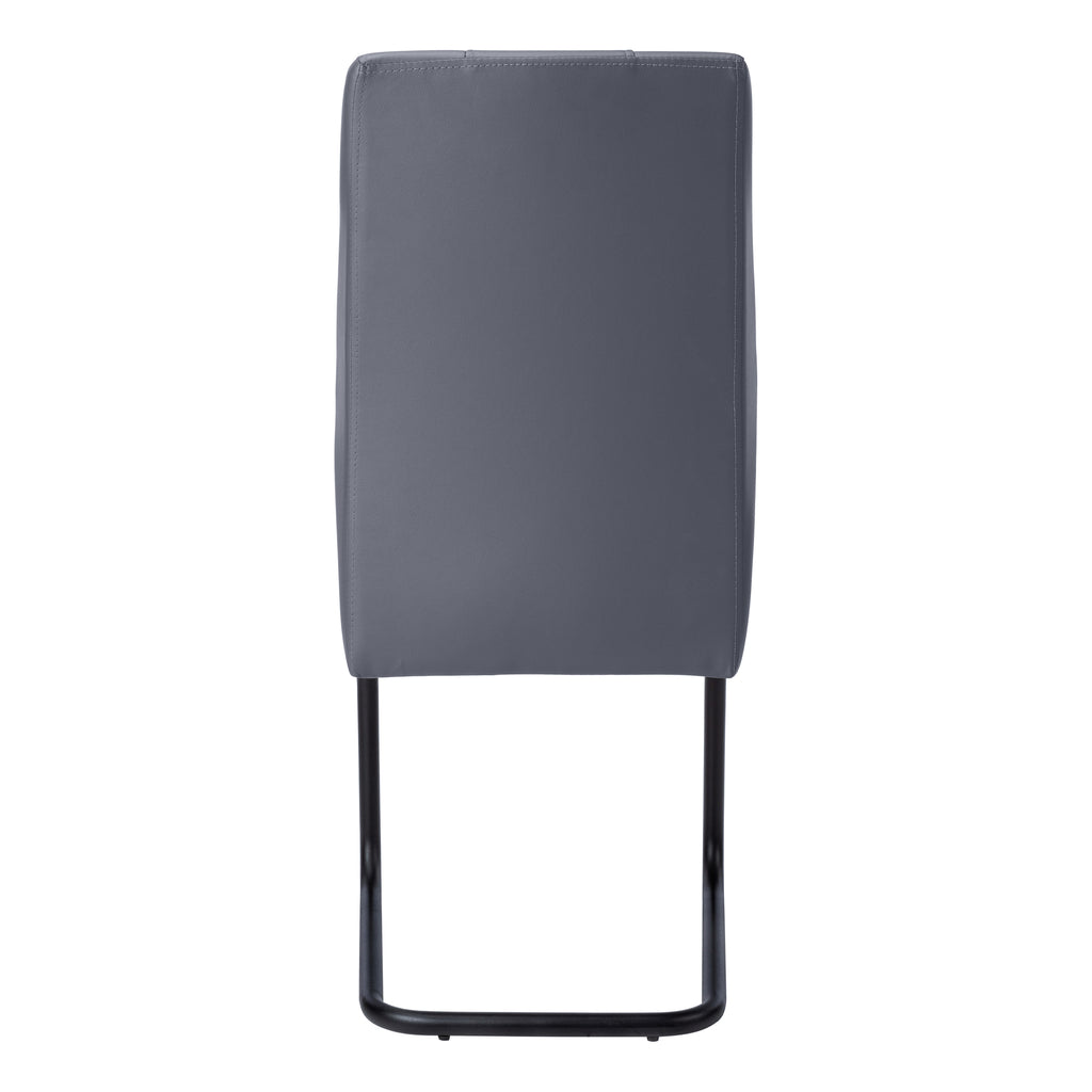 DINING CHAIR - 2PCS / 39""H / GREY LEATHER-LOOK / METAL