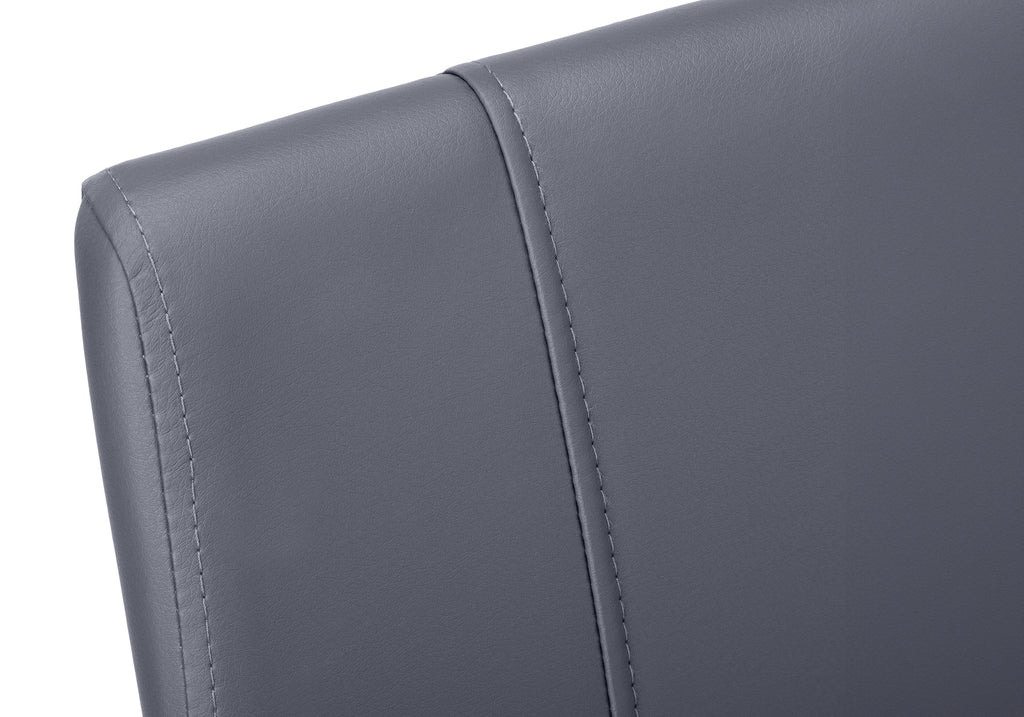 DINING CHAIR - 2PCS / 39""H / GREY LEATHER-LOOK / METAL