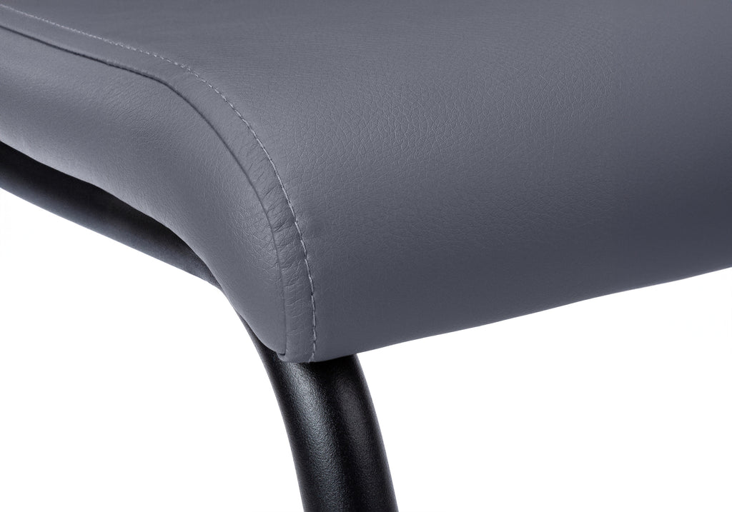 DINING CHAIR - 2PCS / 39""H / GREY LEATHER-LOOK / METAL
