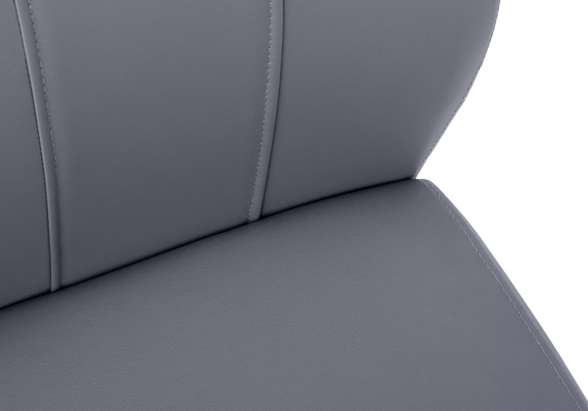 DINING CHAIR - 2PCS / 39""H / GREY LEATHER-LOOK / METAL