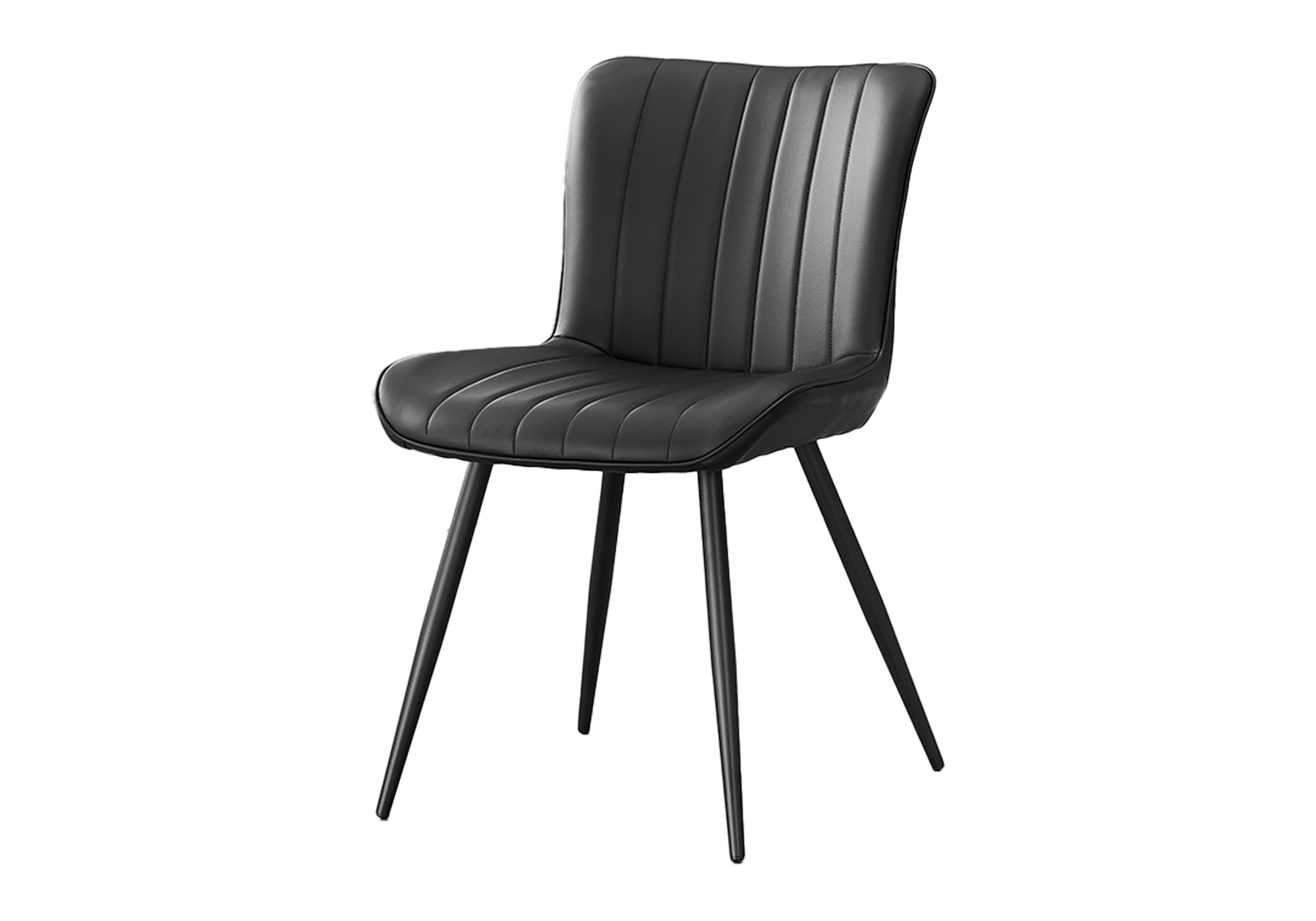 DINING CHAIR - 2PCS / 33""H / BLACK LEATHER-LOOK / BLACK