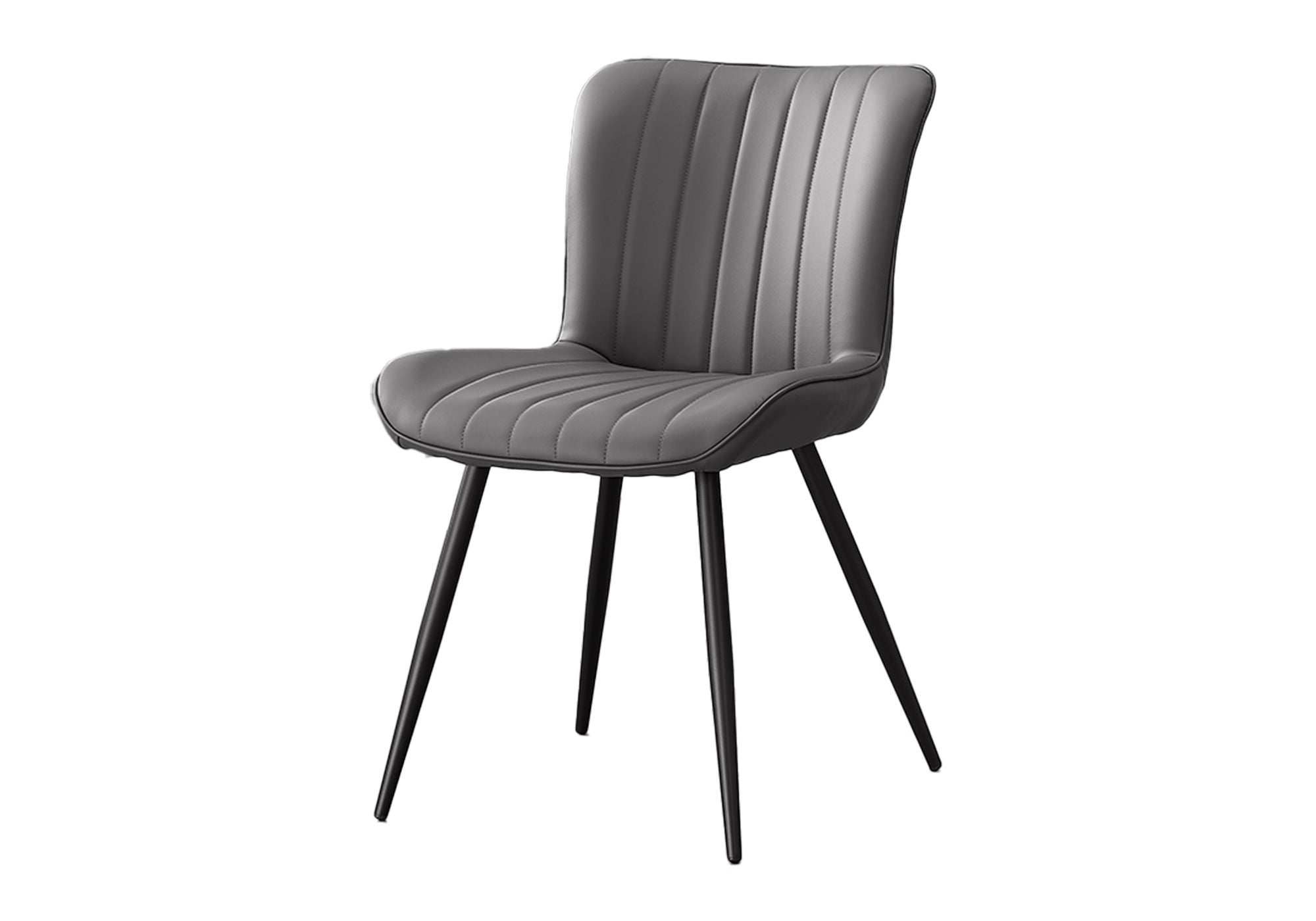 DINING CHAIR - 2PCS / 33""H / GREY LEATHER-LOOK / BLACK METAL