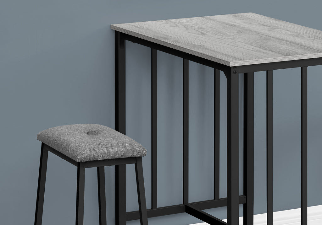 DINING SET - 3PCS COUNTER HEIGHT / GREY TOP / BLACK METAL