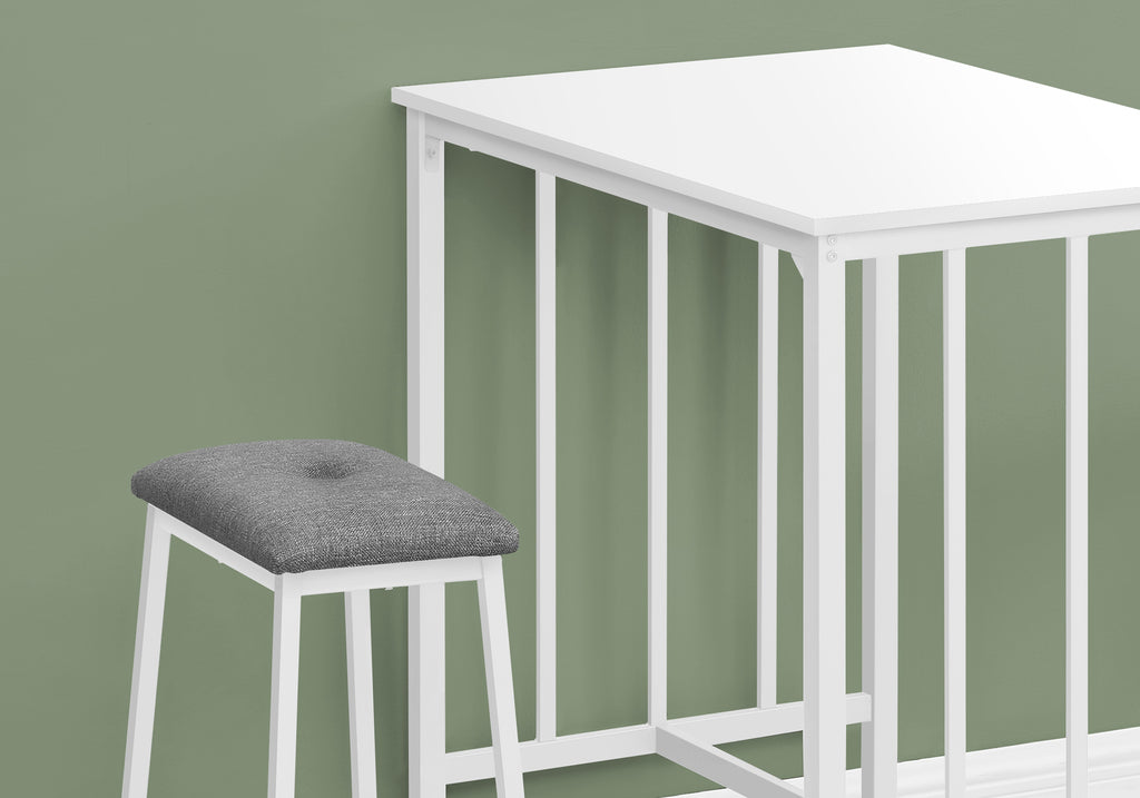 DINING SET - 3PCS COUNTER HEIGHT WHITE TOP / WHITE METAL