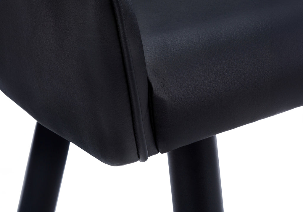 DINING CHAIR - 2PCS / 33""H / BLACK LEATHER-LOOK / BLACK