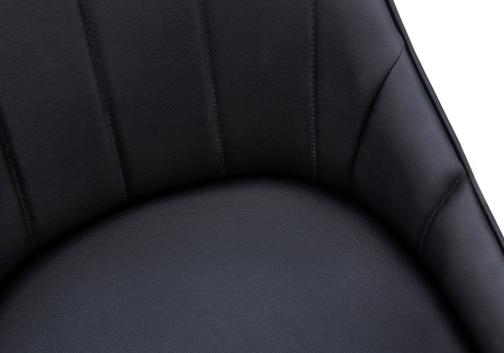 DINING CHAIR - 2PCS / 33""H / BLACK LEATHER-LOOK / BLACK