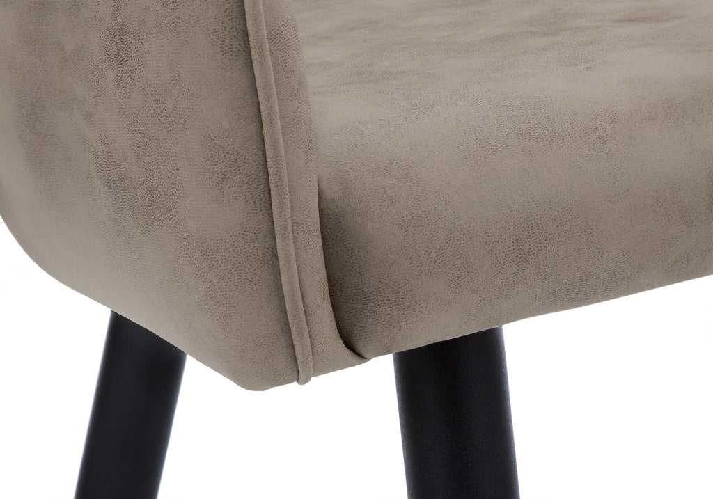 DINING CHAIR - 2PCS / 33""H / TAUPE FABRIC / BLACK METAL