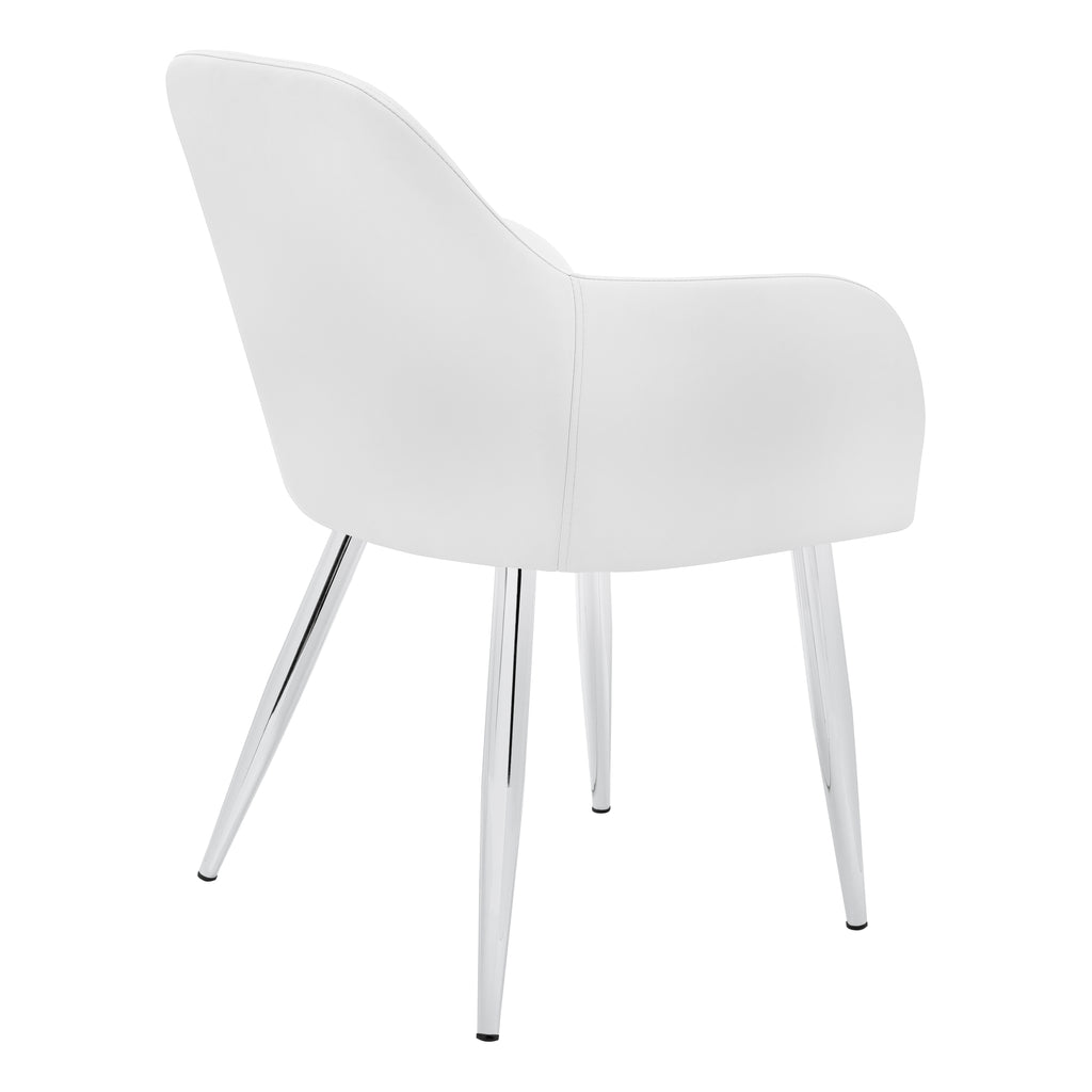 DINING CHAIR - 2PCS / 33""H / WHITE LEATHER-LOOK / CHROME