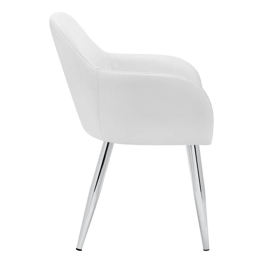 DINING CHAIR - 2PCS / 33""H / WHITE LEATHER-LOOK / CHROME