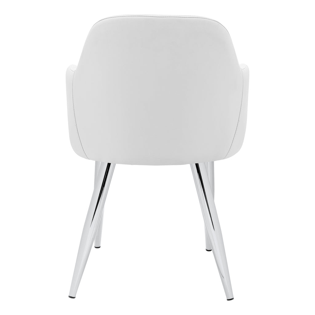 DINING CHAIR - 2PCS / 33""H / WHITE LEATHER-LOOK / CHROME