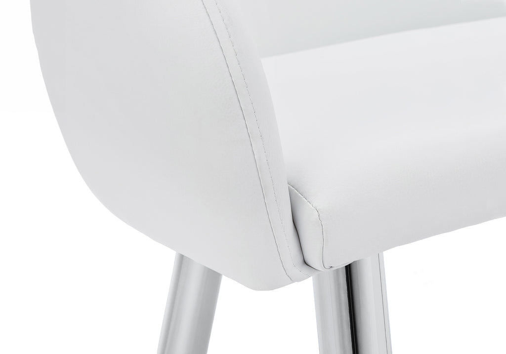 DINING CHAIR - 2PCS / 33""H / WHITE LEATHER-LOOK / CHROME