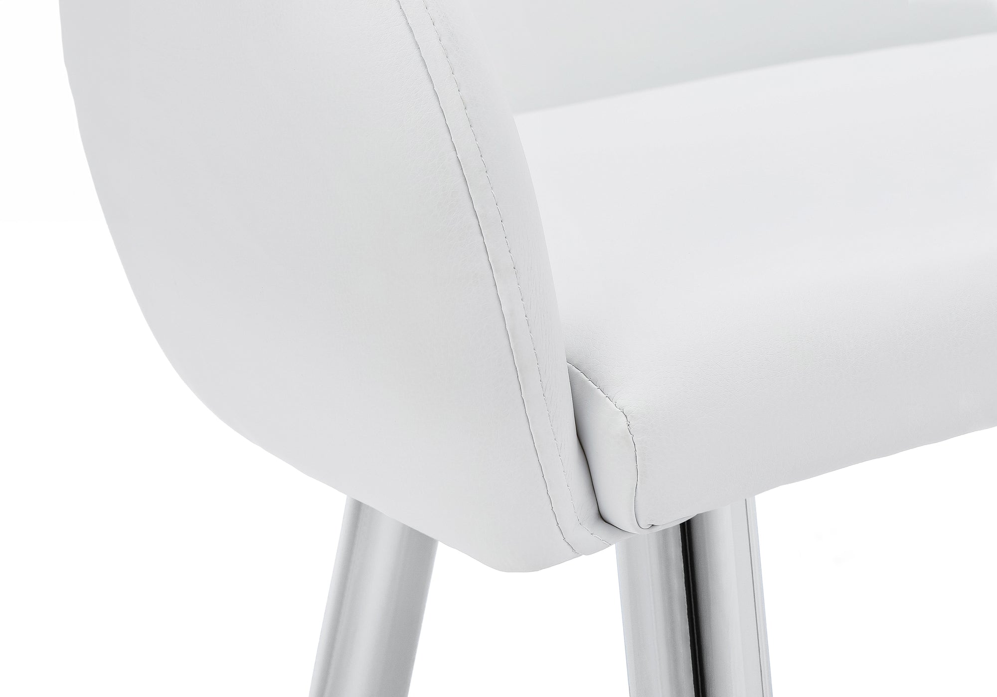 DINING CHAIR - 2PCS / 33""H / WHITE LEATHER-LOOK / CHROME