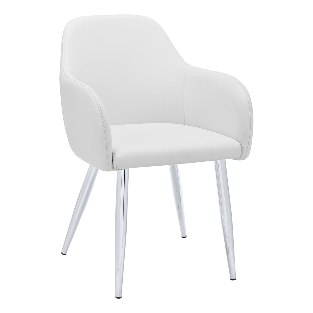 DINING CHAIR - 2PCS / 33""H / WHITE LEATHER-LOOK / CHROME