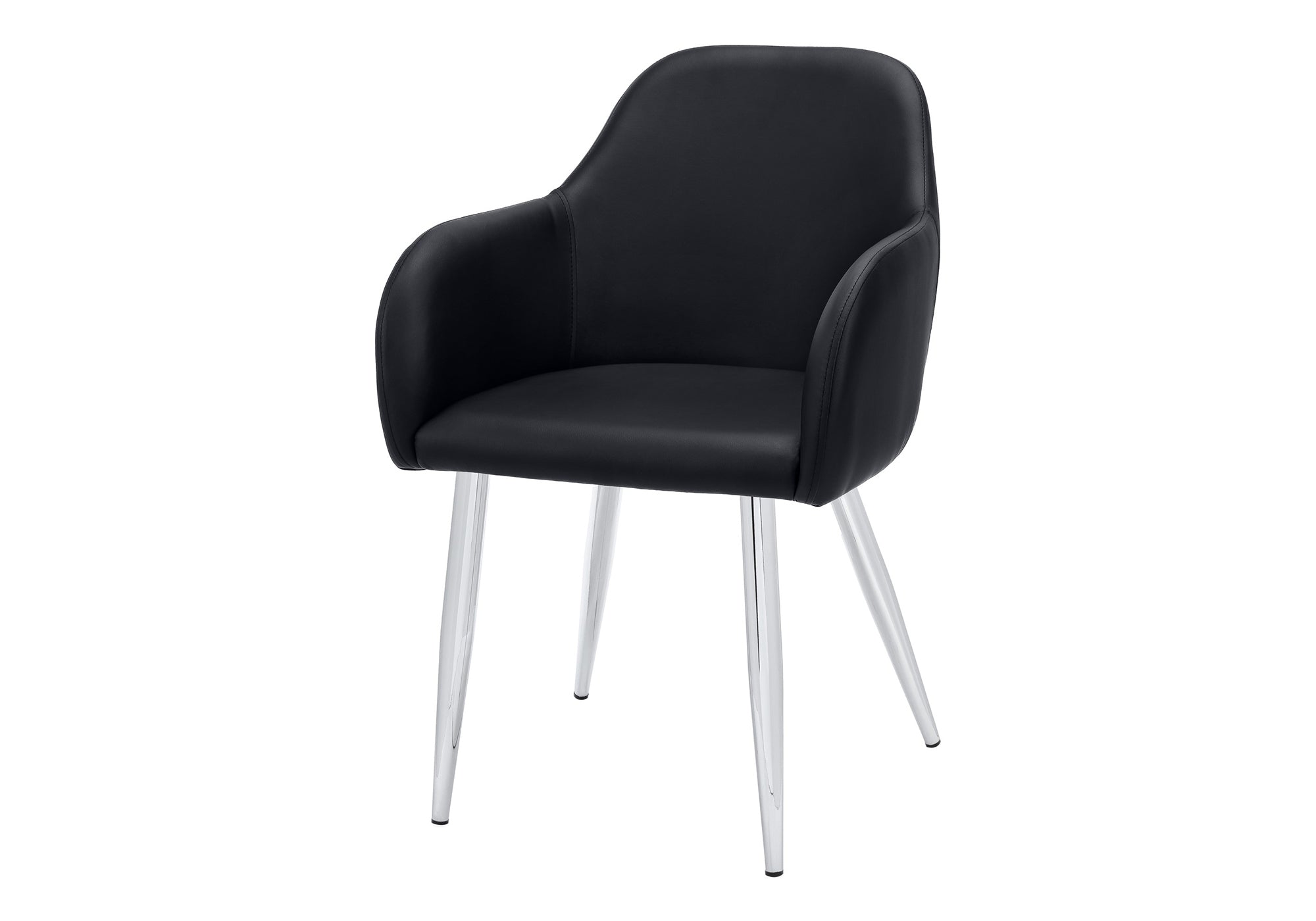 DINING CHAIR - 2PCS / 33""H / BLACK LEATHER-LOOK / CHROME