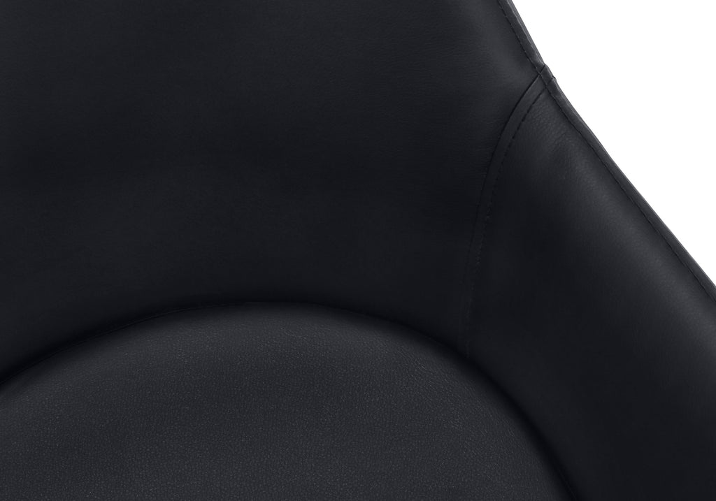 DINING CHAIR - 2PCS / 33""H / BLACK LEATHER-LOOK / CHROME