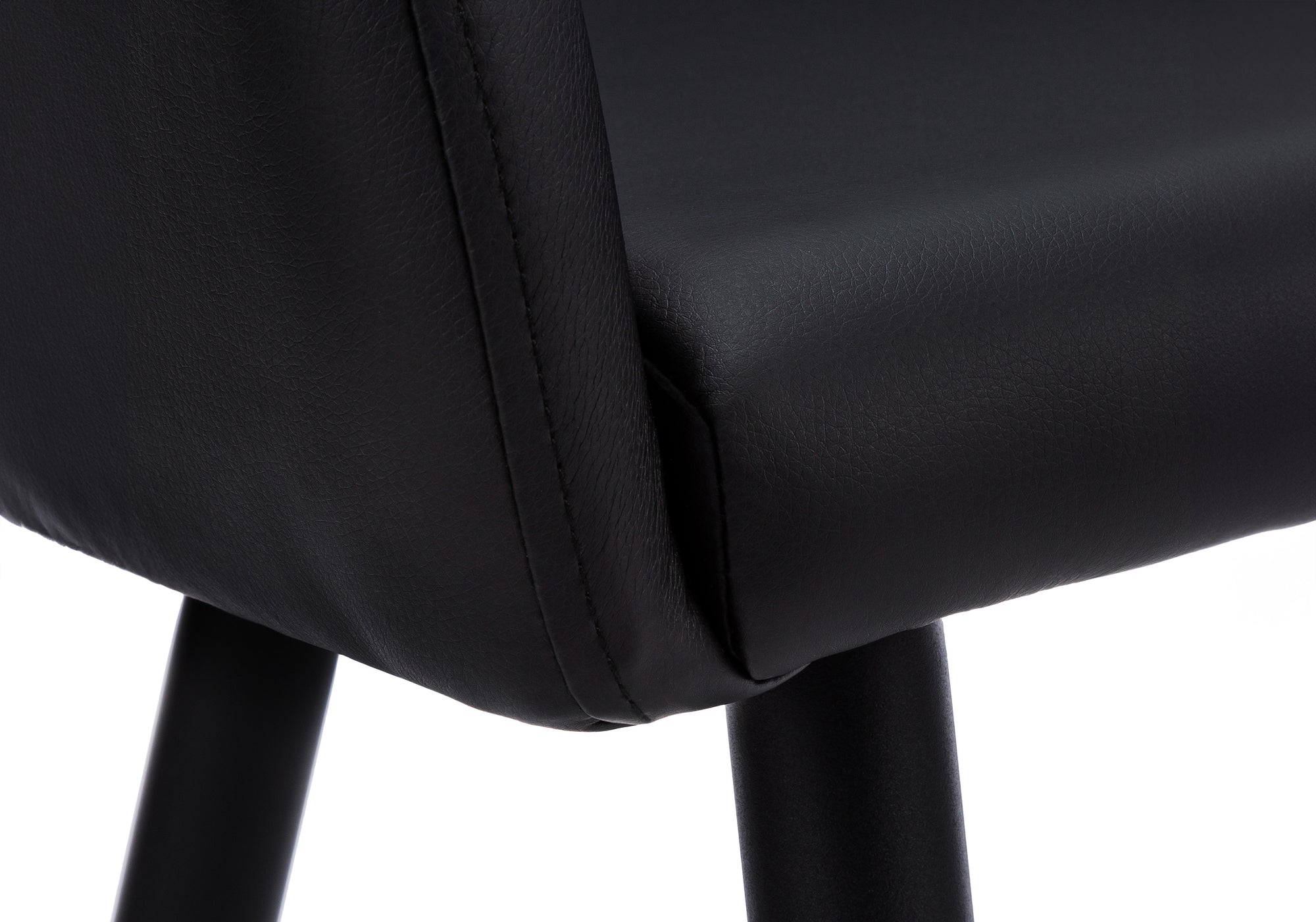 DINING CHAIR - 2PCS / 33""H / BLACK LEATHER-LOOK / BLACK