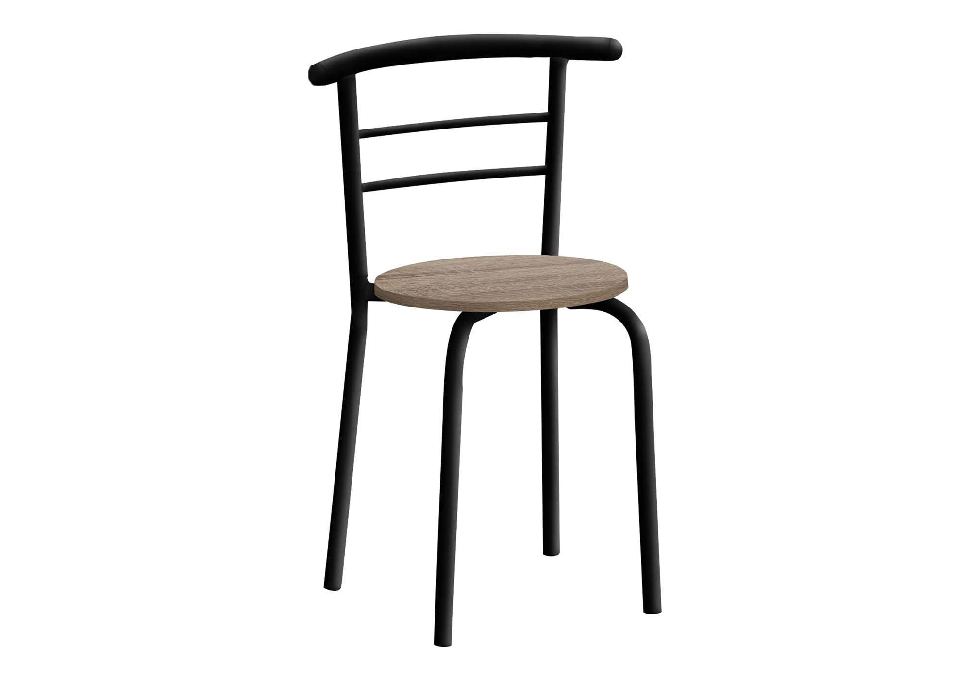 DINING SET - 3PCS SET / DARK TAUPE TOP / BLACK METAL