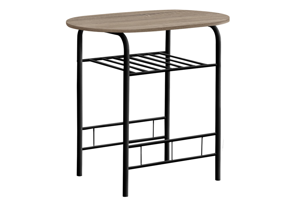 DINING SET - 3PCS SET / DARK TAUPE TOP / BLACK METAL