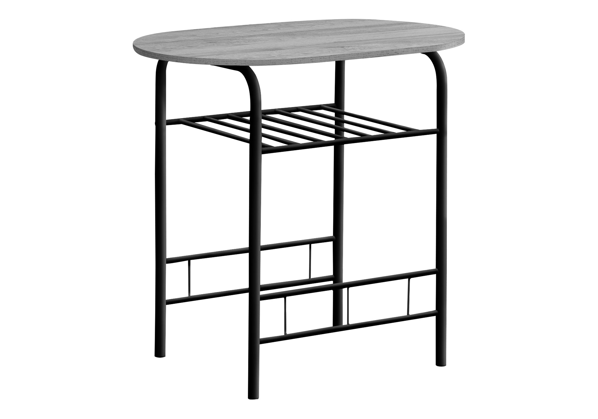 DINING SET - 3PCS SET / GREY TOP / BLACK METAL