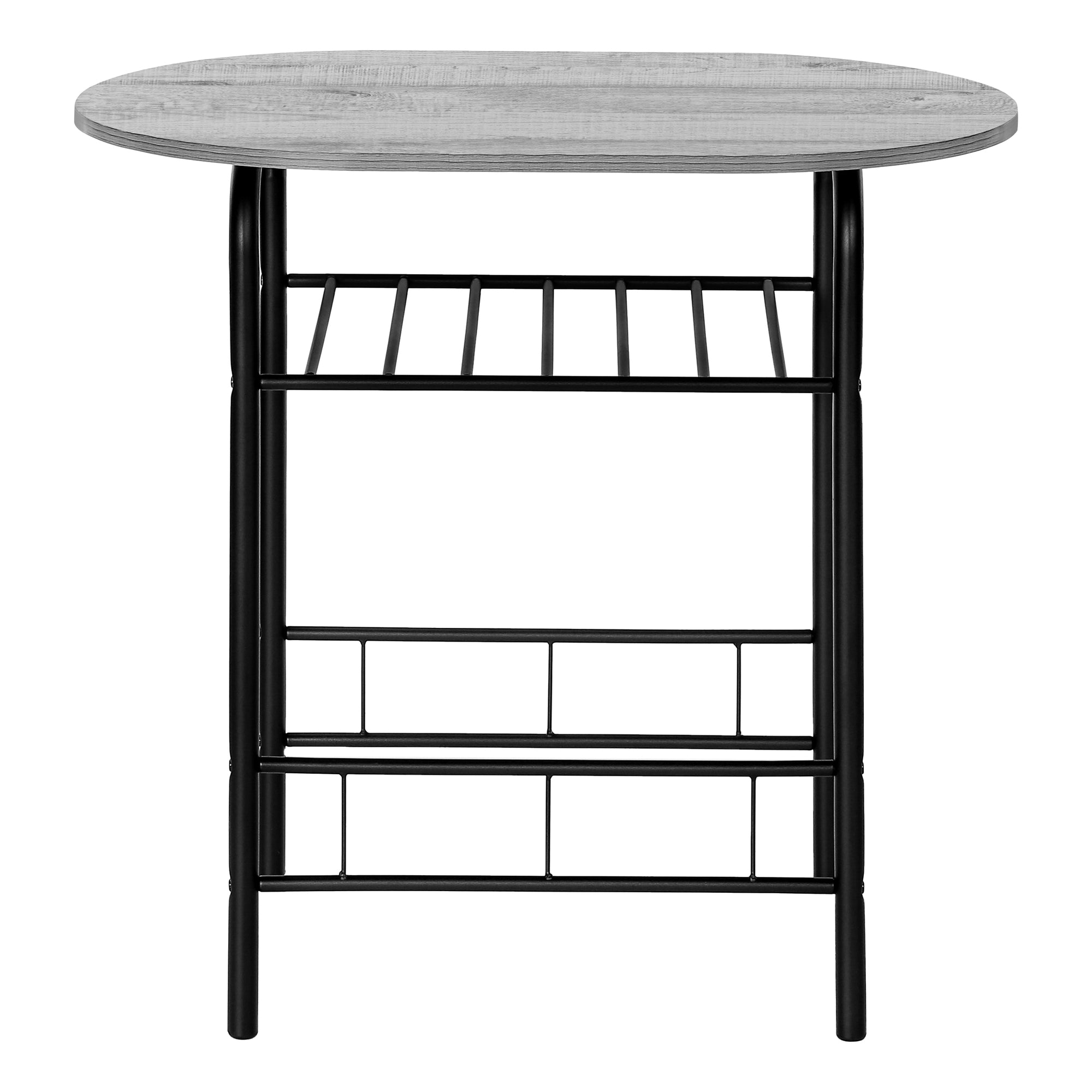 DINING SET - 3PCS SET / GREY TOP / BLACK METAL