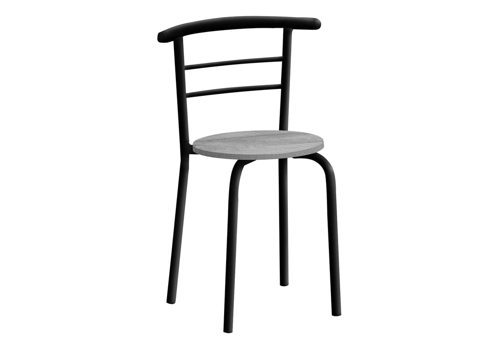 DINING SET - 3PCS SET / GREY TOP / BLACK METAL