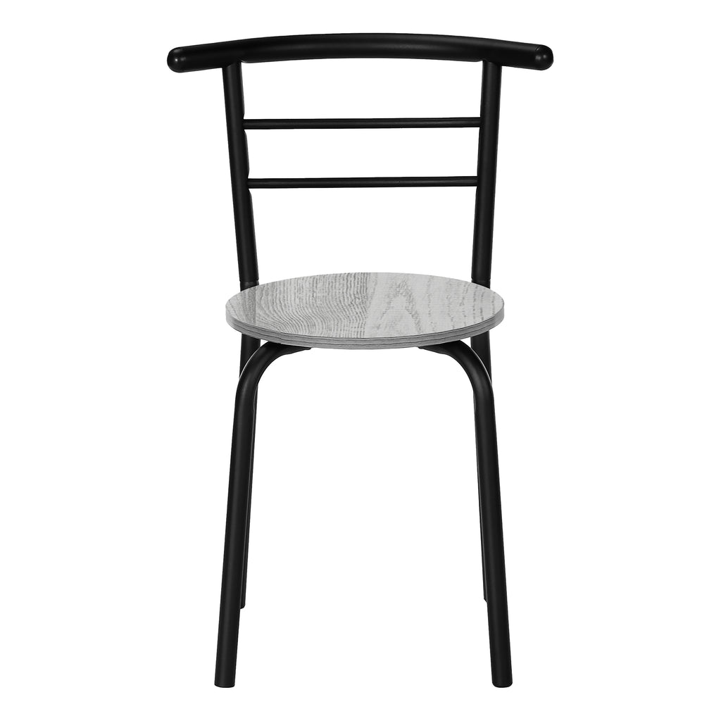 DINING SET - 3PCS SET / GREY TOP / BLACK METAL