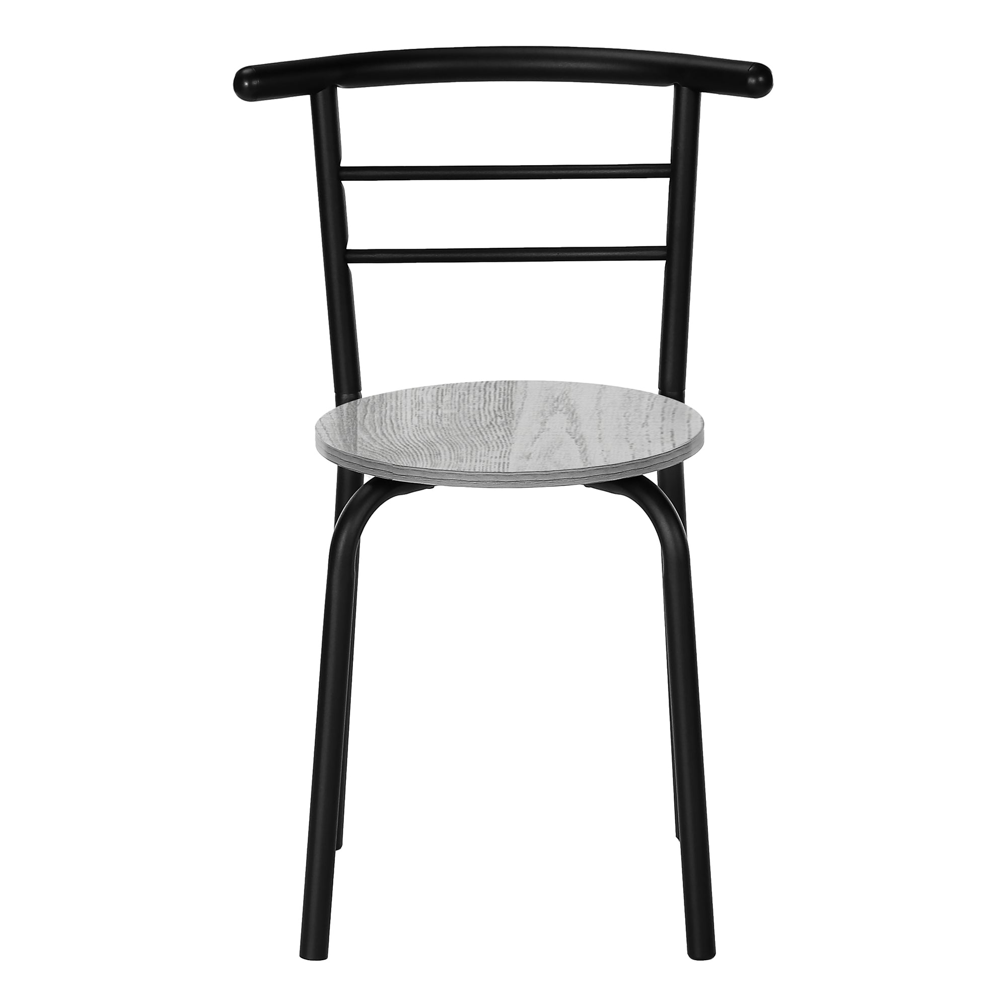 DINING SET - 3PCS SET / GREY TOP / BLACK METAL